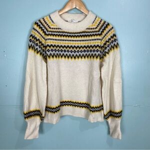 JUST Female Svan Knit Yellow Alpaca Pullover FairIsle Nordic Sz M
